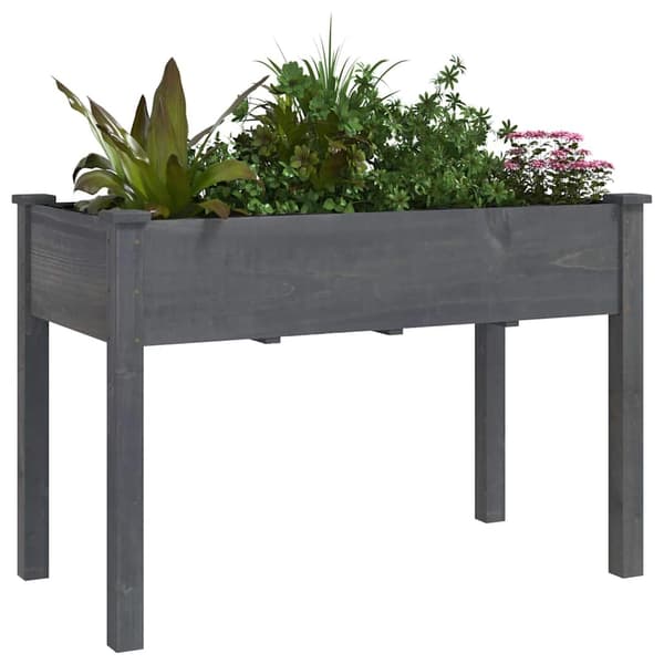 Odlingslåda med foder grå 118x59x76 cm massivt granträ