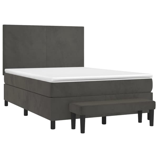 Ramsäng med madrass mörkgrå 140x190 cm sammet