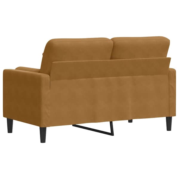 2-sitssoffa med prydnadskuddar brun 120 cm sammet