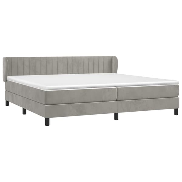 Ramsäng med madrass ljusgrå 200x200 cm sammet