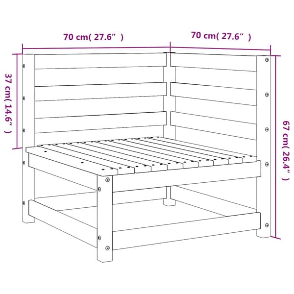 Trädgårdssoffa hörn 2 st 70x70x67 cm