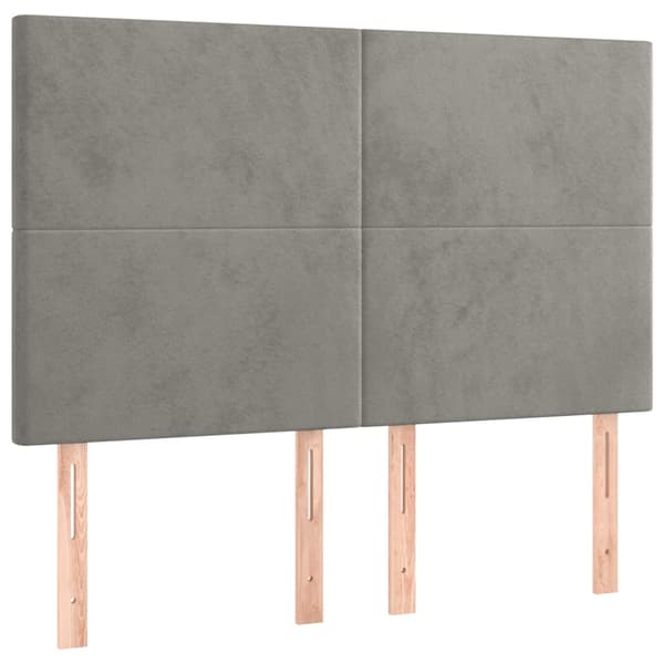 Ramsäng med madrass ljusgrå 140x200 cm sammet