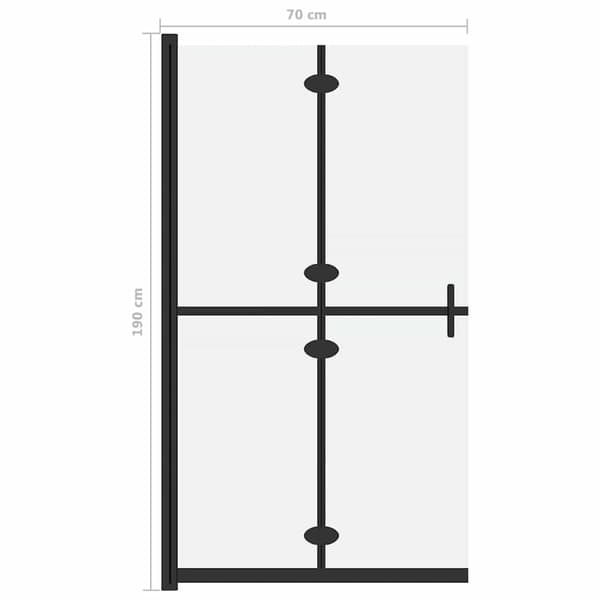 Vikbar duschvägg med frostat ESG-glas 70x190 cm