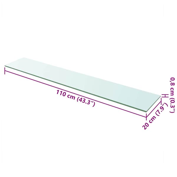 Hyllplan 2 st glas genomskinlig 110x20 cm