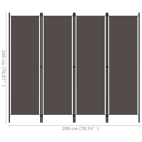 Rumsavdelare 4 paneler antracit 200x180 cm