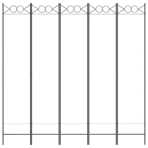Rumsavdelare 5 paneler vit 200x200 cm tyg