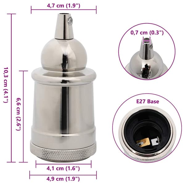 Lamphållare 2 st Satin Nickel E27