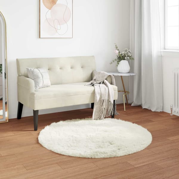 Fuskfäll matta TAFALLA Vit Ø 100 cm Polyester