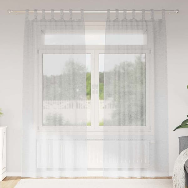 Voile Gardin 2 st Ljusgrå 260 x 140 cm Polyester