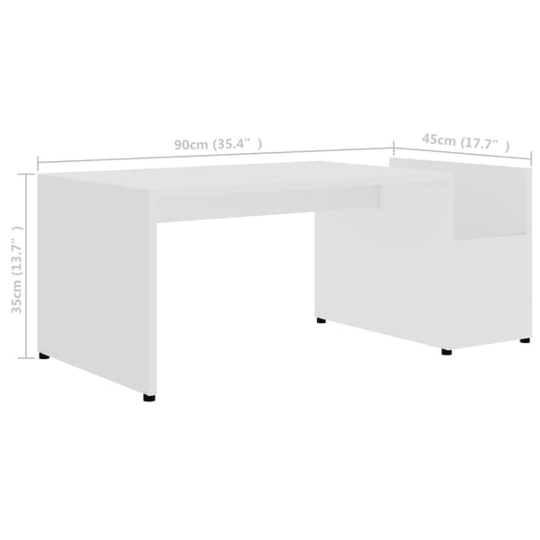 Soffbord vit 90x45x35 cm konstruerat trä