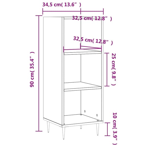 Skänk vit 34,5x32,5x90 cm konstruerat trä