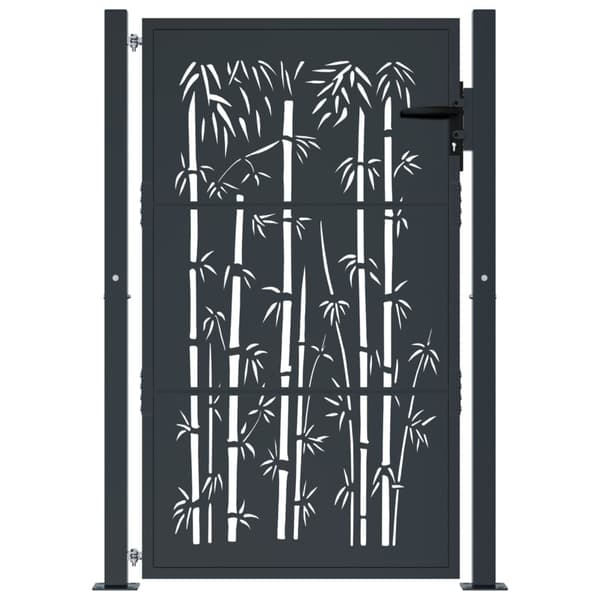 Trädgårdsgrind antracit 100x125 cm stål bambu design