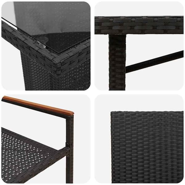 Trädgårdsmöbelset 7 pcs Svart konstrotting