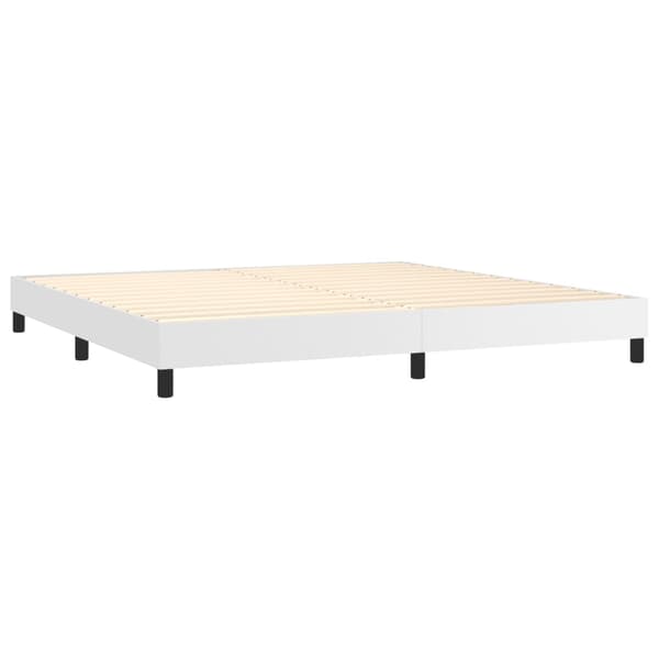Ramsäng med madrass vit 200x200 cm konstläder