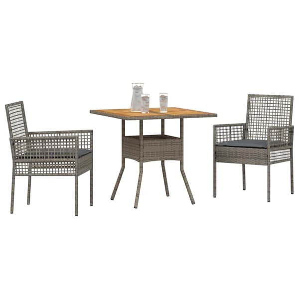 Trädgårdsmöbelset 3 pcs Grå konstrotting