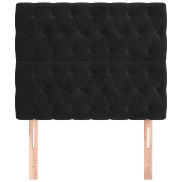 Sänggavel svart 90x7x118/128 cm sammet