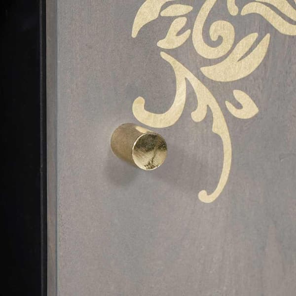 Sideboard Grå och Guld 90 x 33 x 75 cm Massivt mangoträ
