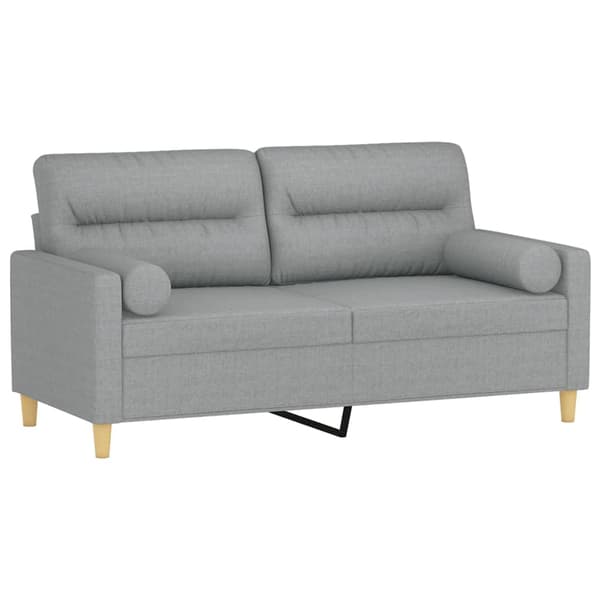 2-sits soffa med prydnadskuddar ljusgrå 140 cm tyg