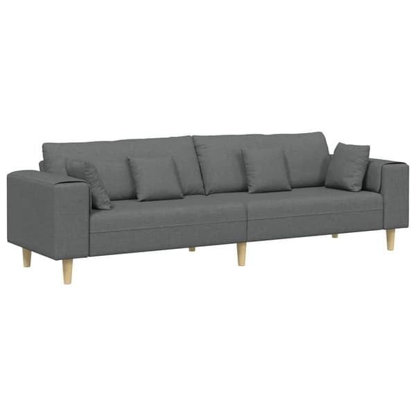 Soffa med kudde Mörkgrå 250 x 77 x 76 cm tyg