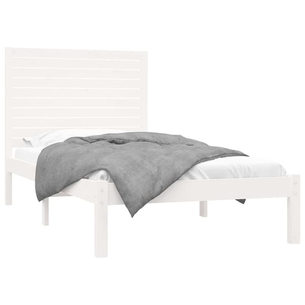 Sängram vit massivt trä 90x200 cm