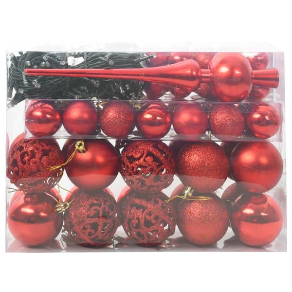 Julprydnad Set med 150 LED-lampor 61 pcs Röd Plast