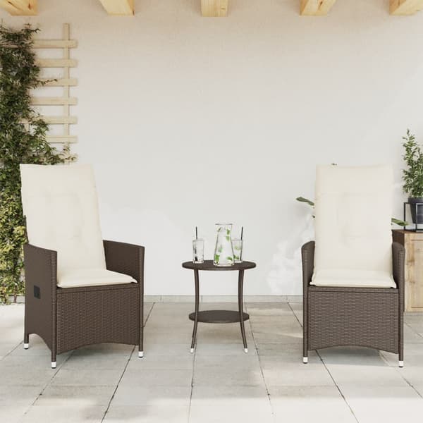 Bistrogrupp med dynor 3 delar brun konstrotting