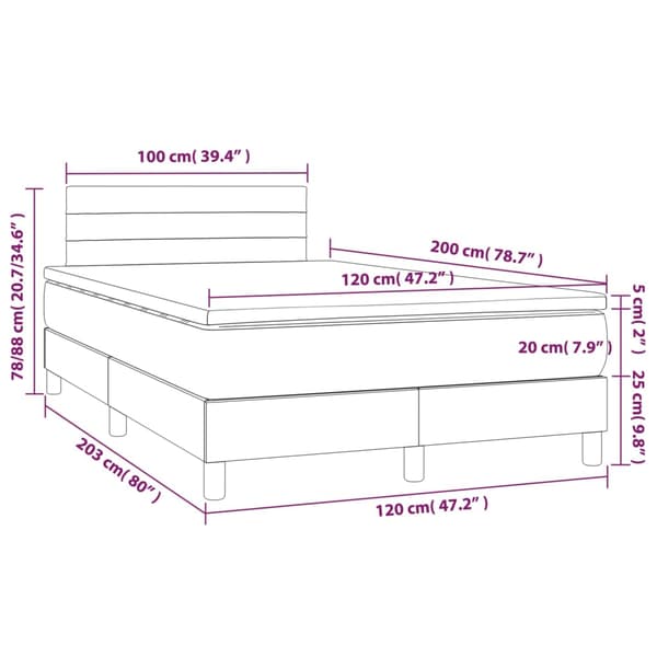 Ramsäng med madrass ljusgrå 120x200 cm sammet