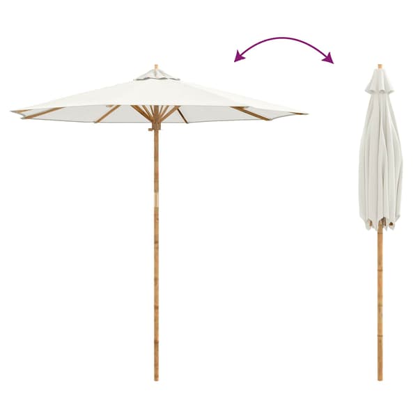 Trädgårdsparasol Krämvit Ø 240 x 260 cm Bambu