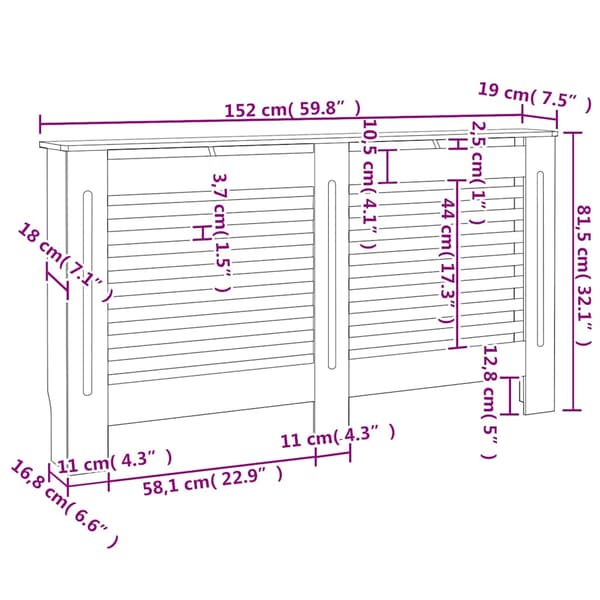 Elementskydd 2 st vit 152x19x81,5 cm MDF