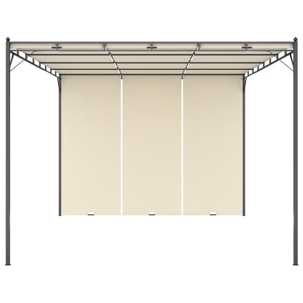 Trädgårdspaviljong med draperier 4x3x2,25 m gräddvit