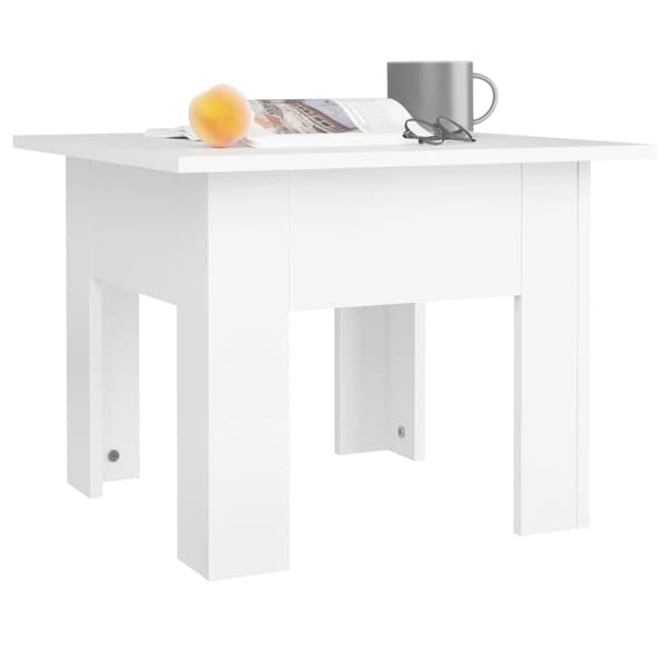 Soffbord vit 55x55x42 cm konstruerat trä