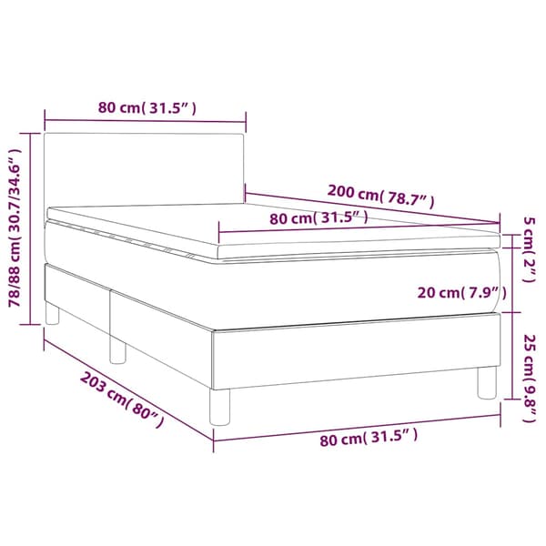 Ramsäng med madrass blå 80x200 cm tyg