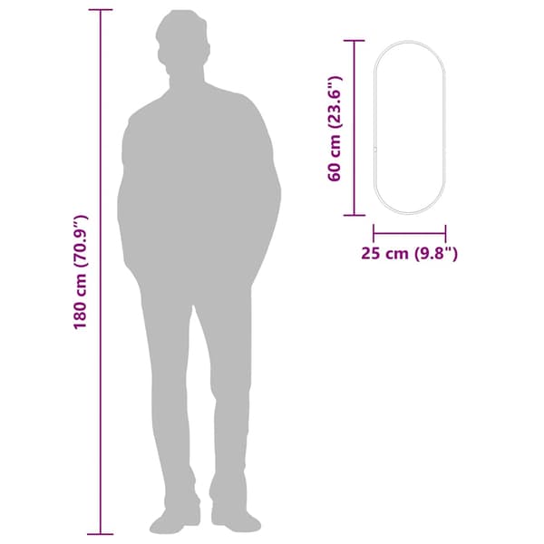 Väggspegel svart 60x25 cm oval