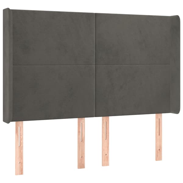 Ramsäng med madrass & LED mörkgrå 140x190 cm sammet
