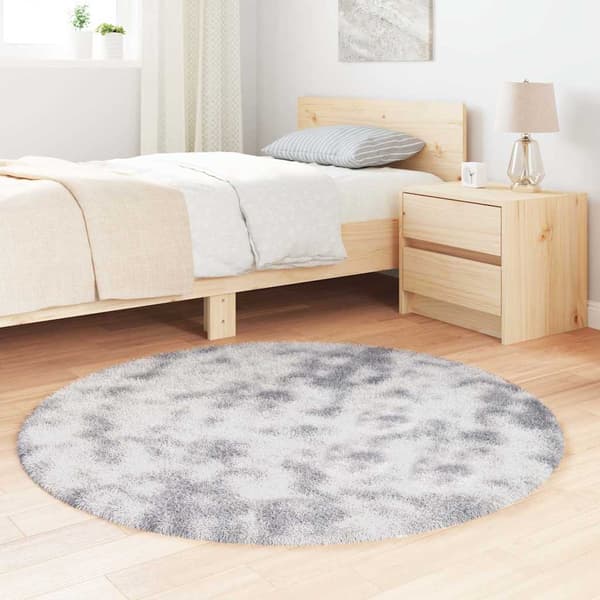 Ryamatta med lång lugg NAVARRA silvergrå 120x120 cm polyester