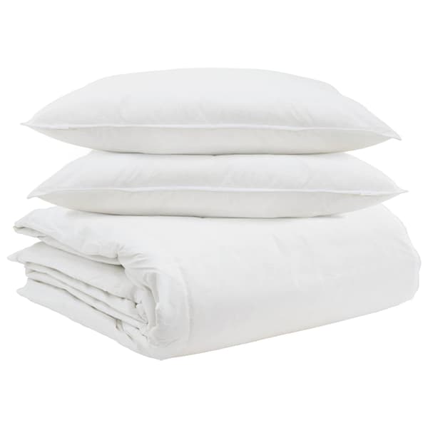 Täckeset med kudde 3 pcs Vit Dunfjäder