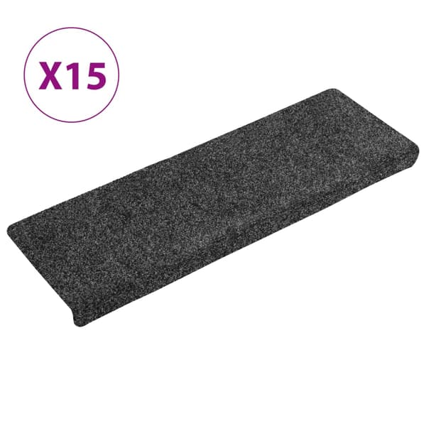 Trappmattor självhäftande 15 st 65x21x4 cm mörkgrå rektangulär kant