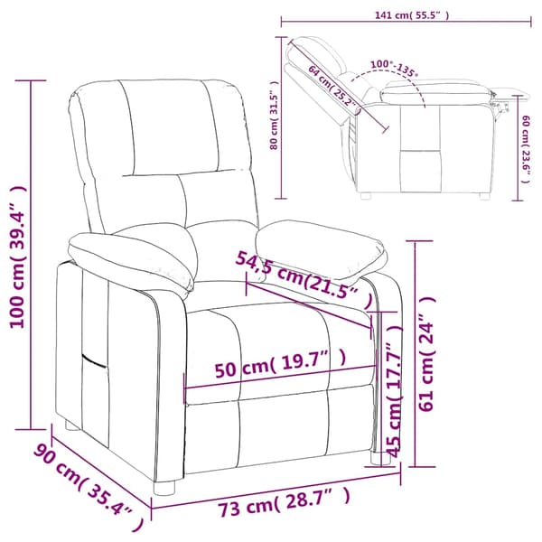 Reclinerfåtölj mörkbrun tyg