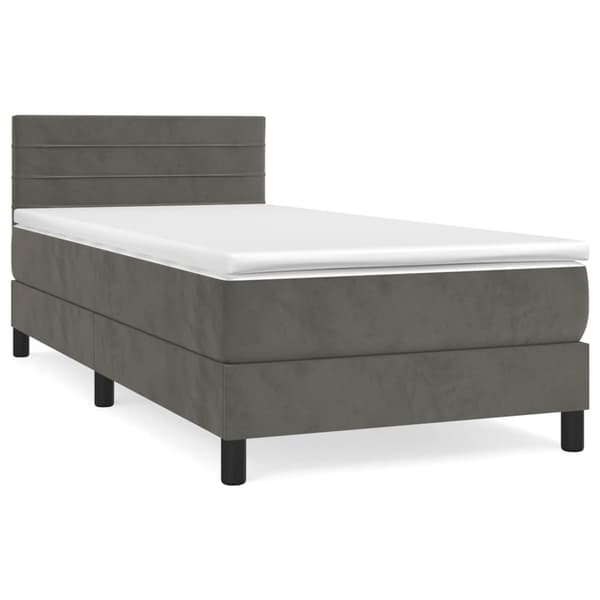 Ramsäng med madrass mörkgrå 100x200 cm sammet