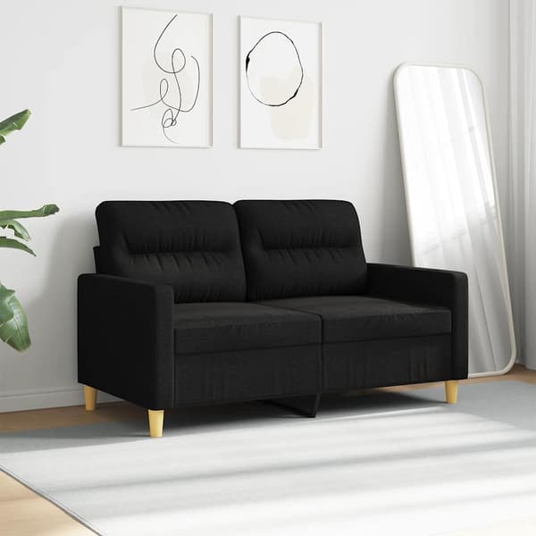 2-sitssoffa ljusgrå Svart 120 cm tyg