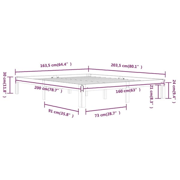 Sängram vit massiv furu 160x200 cm