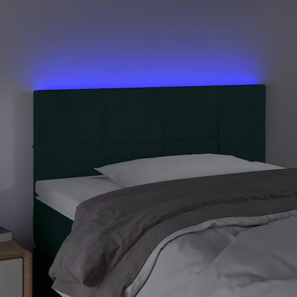 Sänggavel LED mörkgrön 90x5x78/88 cm sammet