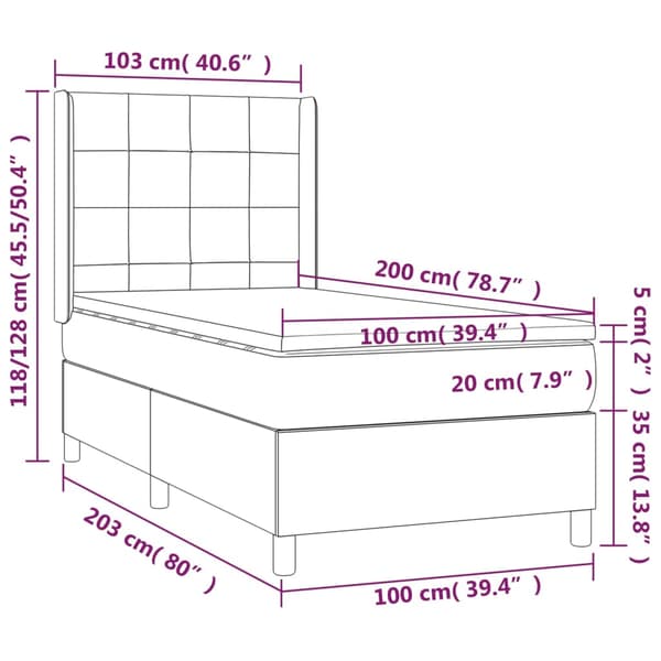 Ramsäng med madrass ljusgrå 100x200 cm sammet