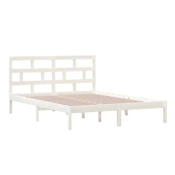 Sängram massivt trä 150x200 cm vit