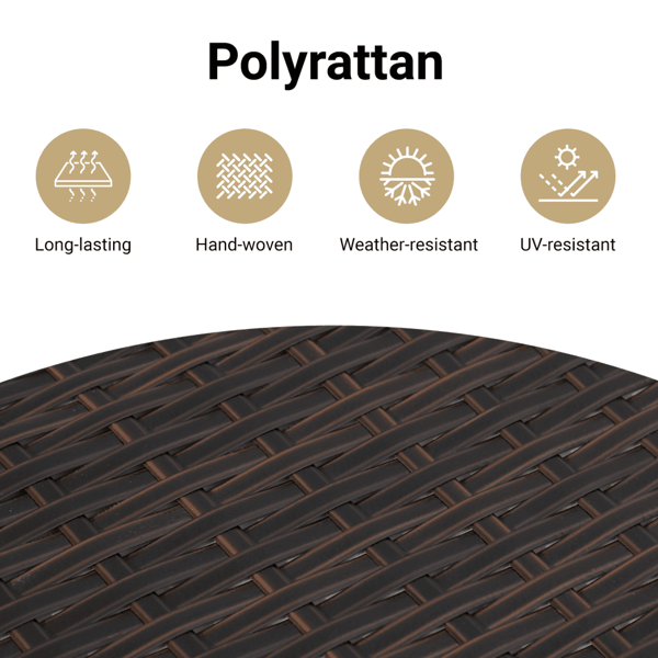 Trädgårdssoffa med kuddar 2-sits brun polyrotting