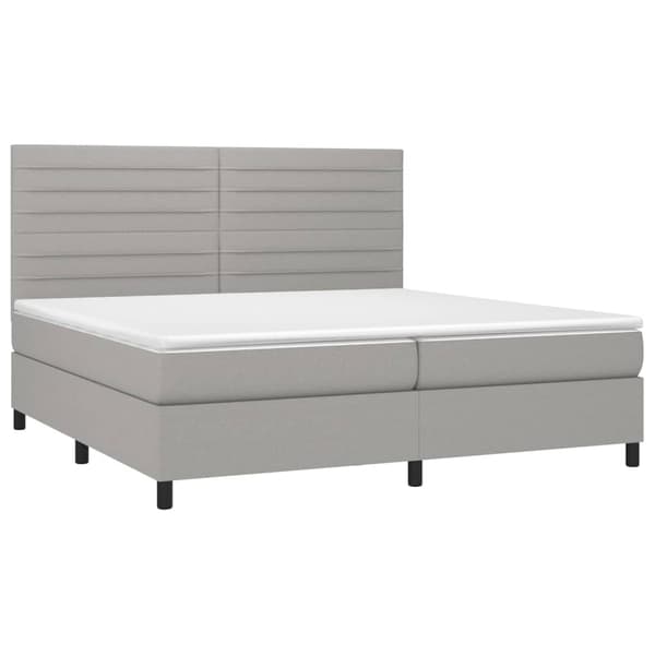 Ramsäng med madrass ljusgrå 200x200 cm tyg
