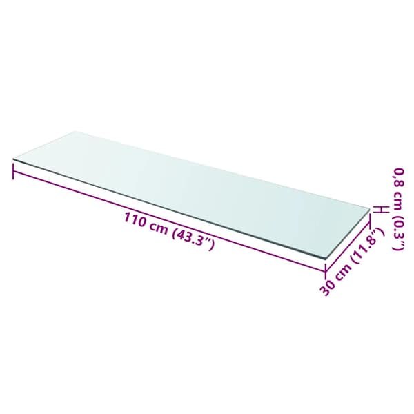 Hyllplan 2 st glas genomskinlig 110x30 cm