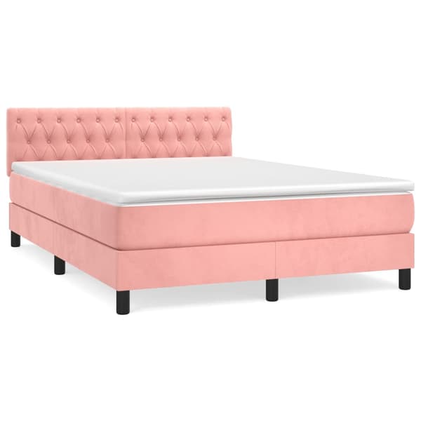 Ramsäng med madrass rosa 140x190 cm sammet