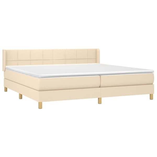 Ramsäng med madrass gräddvit 200x200 cm tyg