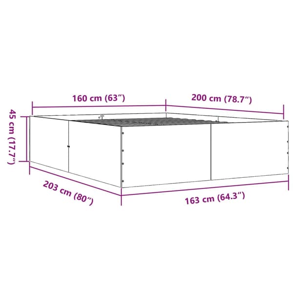 Sängram vit 160x200 cm konstruerat trä